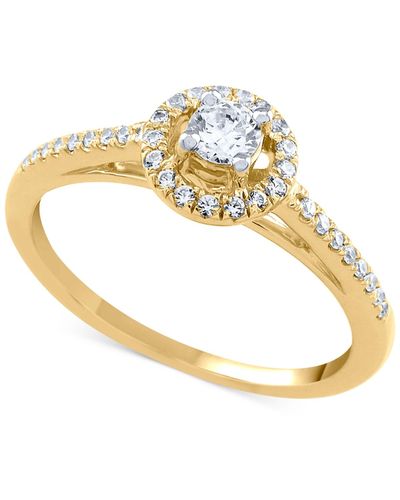 Macy's Diamond Halo Engagement Ring (1/4 Ct. T.w. - Metallic