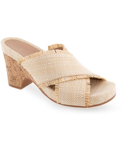 Aerosoles Madina Open Toe Wedge Sandals - Natural