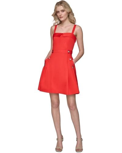 Karl Lagerfeld Sateen Square-neck Dress - Red