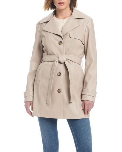 Sanctuary Faux Leather Single-breasted Fitted Trench Coat - Natural