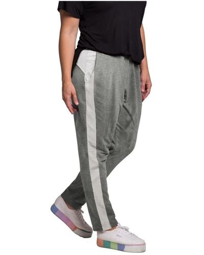 Standards & Practices Plus Size French Terry Reverse Side Panel Trouser jogger - Black
