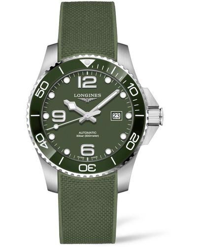 Longines Swiss Automatic Hydroconquest Rubber Strap Watch 43mm - Green