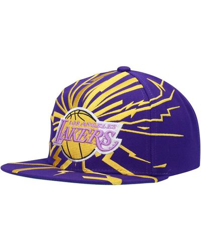 Mitchell & Ness Los Angeles Lakers Hardwood Classics Earthquake Snapback Hat - Purple
