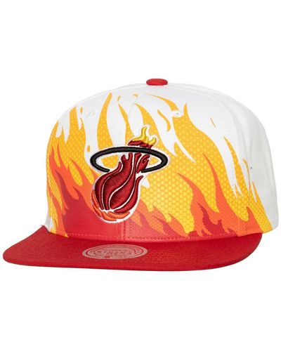 Mitchell & Ness Miami Heat Hot Fire Snapback Hat - Orange