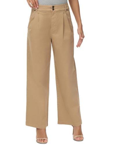 Frye Buckle-back Pleated High-rise Pants - Natural