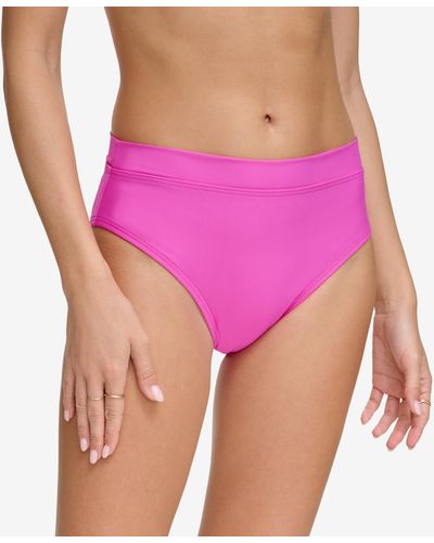 DKNY High Waist Bikini Bottoms - Purple