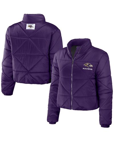 WEAR by Erin Andrews Baltimore Ravens Cropped Puffer Full-zip Jacket - Purple