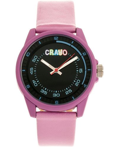 Crayo Jolt Light Leatherette Strap Watch 34mm - Pink