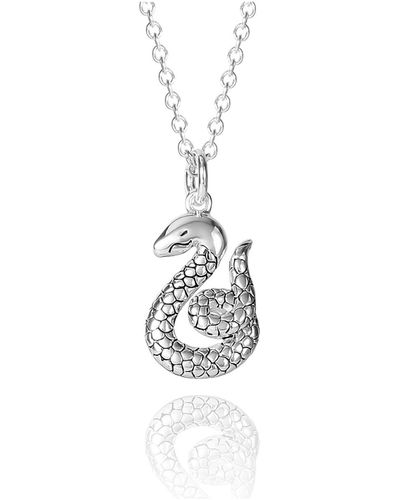 Harry Potter Silver Flash Plated Nagini Snake Necklace - White
