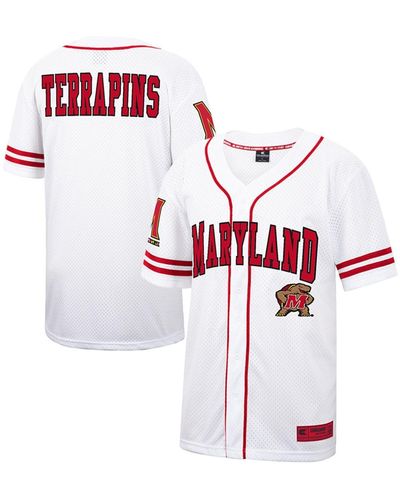 Colosseum Athletics White And Red Maryland Terrapins Free Spirited Baseball Jersey