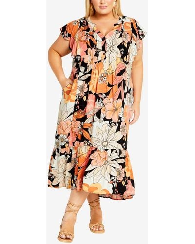 Avenue Plus Size Bellini Print Maxi Dress - Multicolor