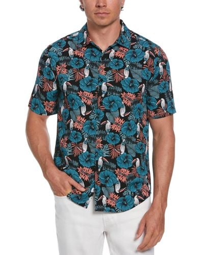 Cubavera Toucan Hibiscus-print Shirt - Blue