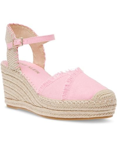 Anne Klein Laken Espadrille Wedge Sandals - Pink
