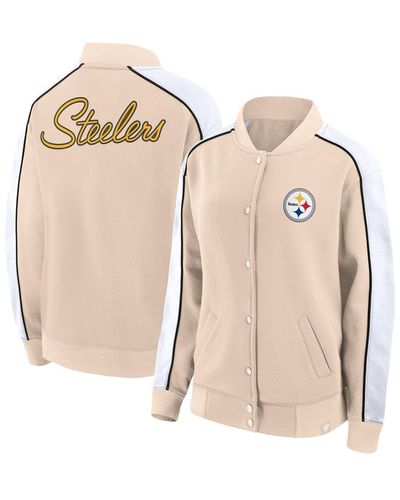 Fanatics Pittsburgh Steelers Lounge Full-snap Varsity Jacket - Natural