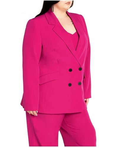 City Chic Plus Size Oversized Alexis Blazer Jacket - Pink