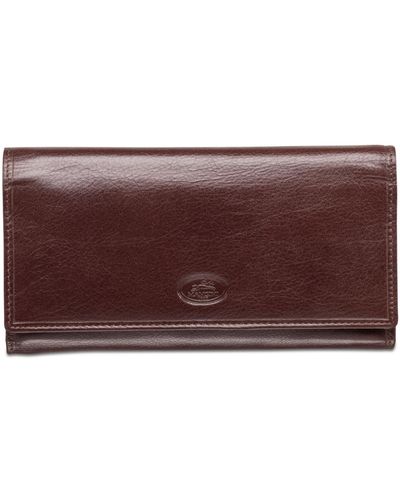 Mancini Equestrian-2 Collection Rfid Secure Trifold Checkbook Wallet - Brown