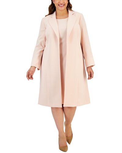 Le Suit Plus Size Sheath Dress & Long Topper Jacket - Pink