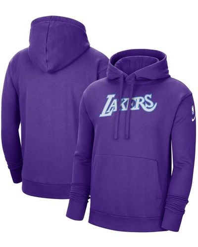 Nike Los Angeles Lakers 2021/22 City Edition Essential Logo Pullover Hoodie - Purple