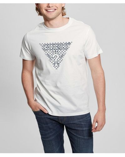 Guess Triangle Embroidered Short Sleeve T-shirt - Gray