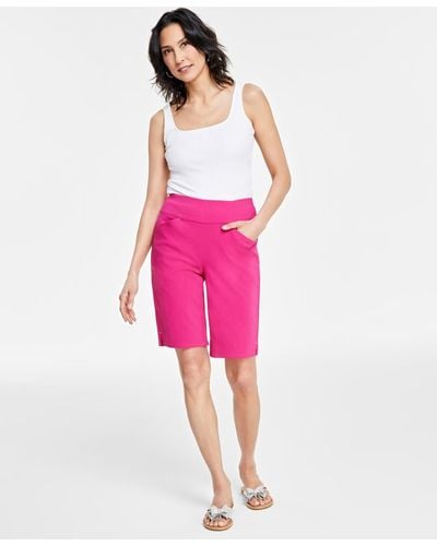 INC International Concepts Mid Rise Pull-on Bermuda Shorts - Pink