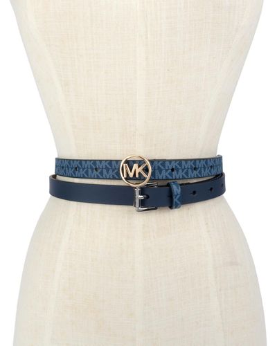 Michael Kors Michael 2-pk. Smooth Leather & Logo-print Belts - Blue