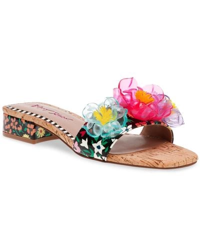 Betsey Johnson Brice Embellished Block-heel Slide Sandals - Pink