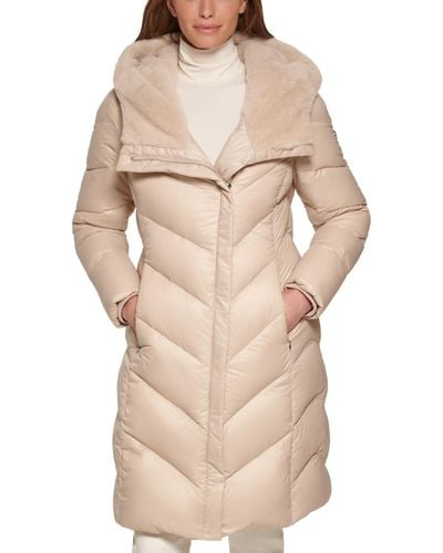 Calvin Klein Faux-fur-lined Hooded Down Puffer Coat - Natural