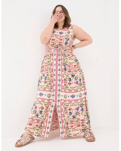 FatFace Plus Size Carmen Trail Marks Maxi Dress - Pink