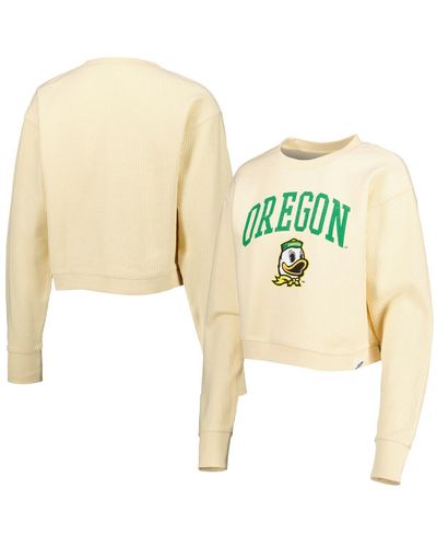 League Collegiate Wear Oregon Ducks Classic Campus Corded Timber Sweatshirt - White