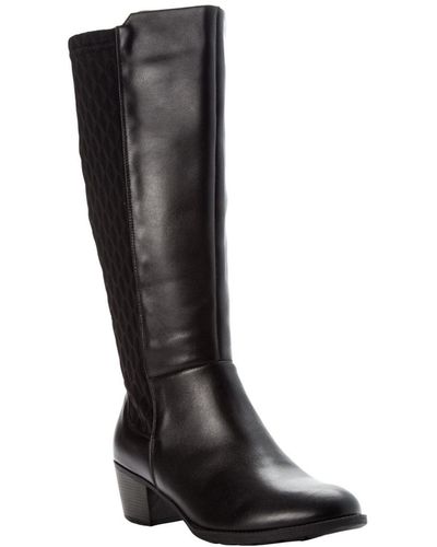 Propet Talise Leather Wide Calf Tall Boots - Black