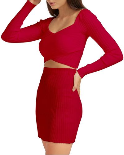 Belle & Bloom C'est Belle Knit Mini Skirt - Red
