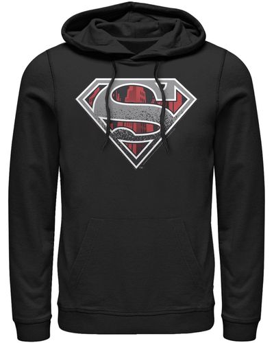 Fifth Sun Superman Concrete Logo Fleece Pullover Hoodie - Black