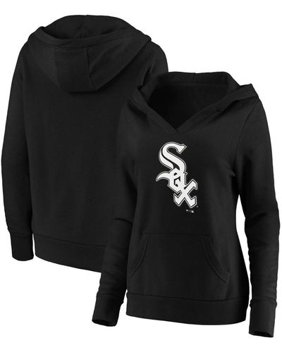 Fanatics Plus Size Chicago White Sox Official Logo Crossover V-neck Pullover Hoodie - Black