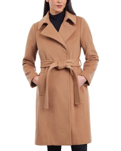 Michael Kors Belted Notched-collar Wrap Coat - Brown