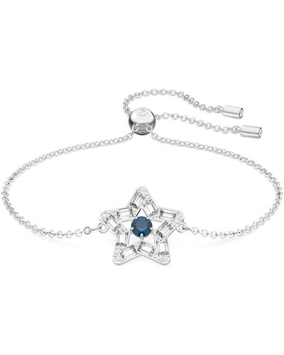 Swarovski Baguette Crystal Star Charm Slider Bracelet - White