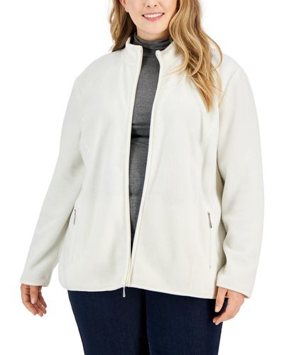 Karen Scott Plus Size Zeroproof Jacket - White