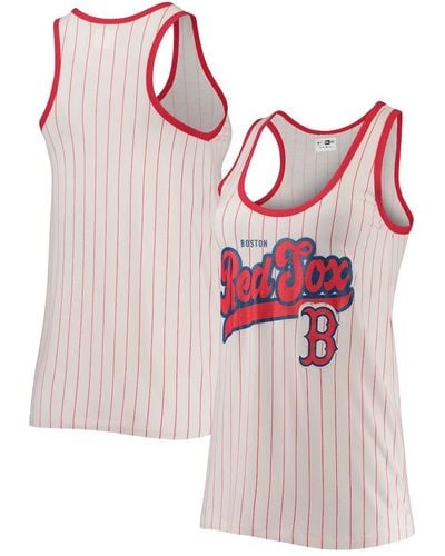 KTZ White And Red Boston Red Sox Pinstripe Scoop Neck Tank Top - Pink