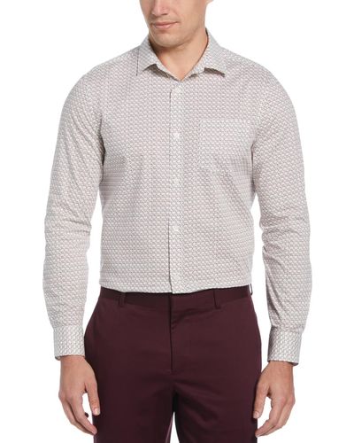 Perry Ellis Micro Chain-pattern Shirt - White