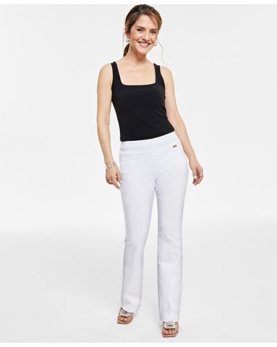 INC International Concepts Petite Mid-rise Bootcut Pants - White