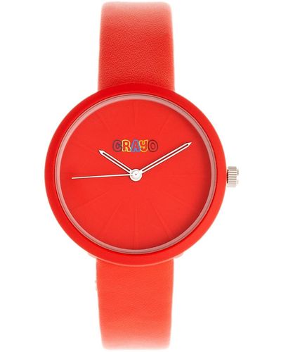 Crayo Blade Leatherette Strap Watch 37mm - Red