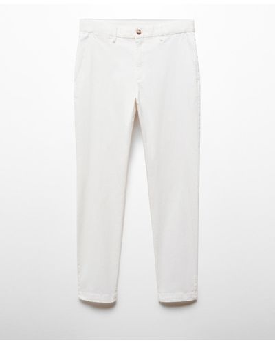 Mango Cotton Tapered Crop Pants - White