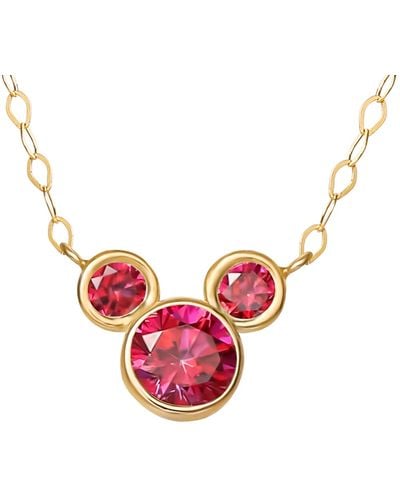 Disney Mickey Mouse Cubic Zirconia Birthstone Pendant Necklace - Pink