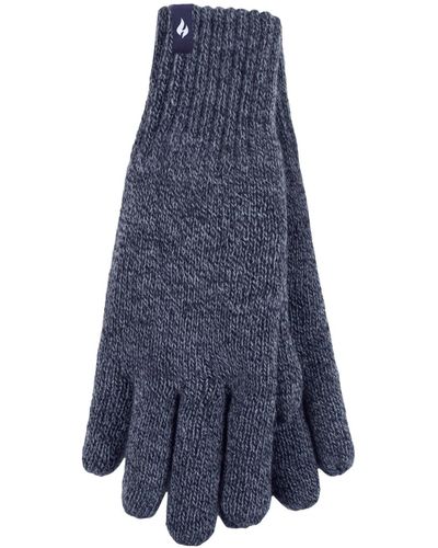 Heat Holders Nevis Solid Flat Knit Gloves - Blue