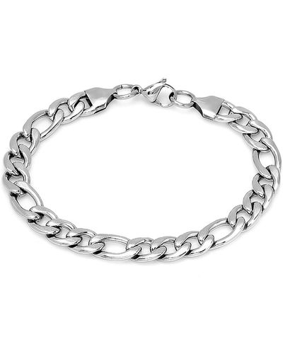 Steeltime Stainless Steel Thick Round Box Link Bracelet - Metallic