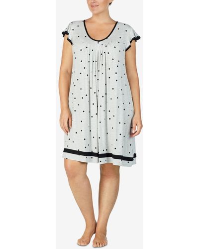 Ellen Tracy Plus Size Yours To Love Short Sleeves Nightgown - Gray