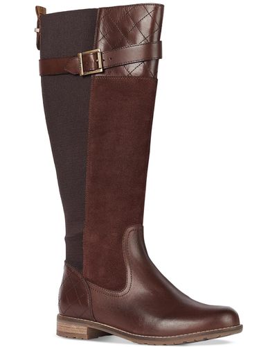 Barbour Ange Mixed-media Buckled-strap Boots - Brown