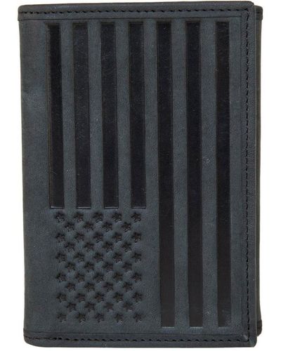 Lucky Brand Flag Embossed Leather Trifold Wallet - Black