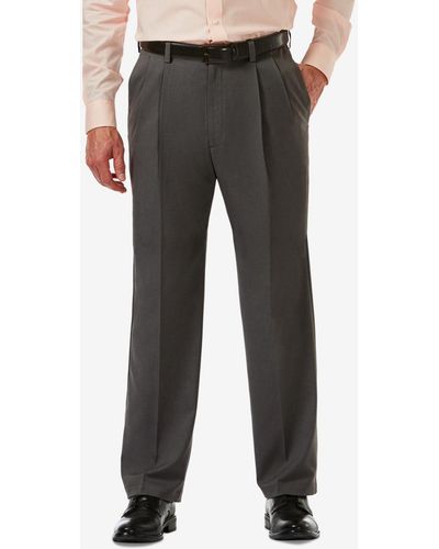 Haggar Cool 18 Pro Classic-fit Expandable Waist Pleated Stretch Dress Pants - Gray
