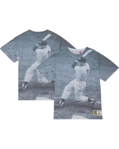 Mitchell & Ness Mickey Mantle New York Yankees Cooperstown Collection Highlight Sublimated Player Graphic T-shirt - Blue