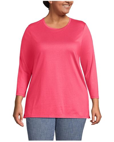 Lands' End Plus Size Supima Crew Neck Tunic - Pink